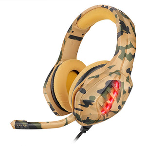 SOSOFLY Explosive camouflage head-mounted gaming headset RGB light chicken artifact wired earplugs