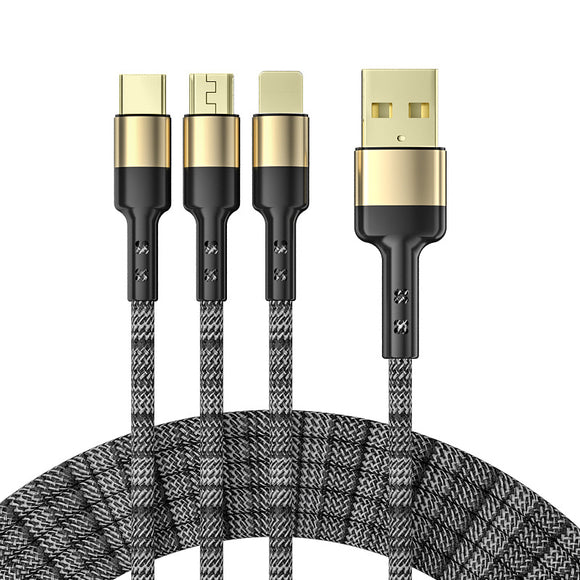 SOSOFLY 5A one for three 1.2M mobile phone data cable for Android Apple Type-C super fast charging data cable three in one charging cable