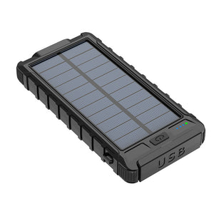 SOSOFLY Outdoor portable charger, waterproof solar power bank 10000mA, compass, LED flashlight, universal mobile phone power bank