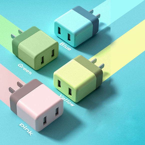 SOSOFLY 5V2A dual-hole charger USB universal mobile phone charging head CE certified macaron color power adapter