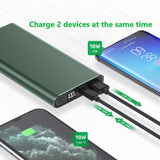 SOSOFLY Portable metal shell charger, 10000mAh high-capacity power bank, fast charge 3.0/PD power bank, smart digital display ultra-thin power bank