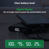 SOSOFLY Portable metal shell charger, 10000mAh high-capacity power bank, fast charge 3.0/PD power bank, smart digital display ultra-thin power bank