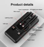 SOSOFLY Portable charger, 10000mah magnetic super fast charging comes with four-wire wireless charging mobile power ultra-thin power bank