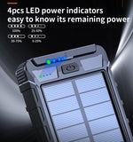 SOSOFLY Outdoor portable charger, waterproof solar power bank 10000mA, compass, LED flashlight, universal mobile phone power bank