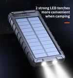 SOSOFLY Outdoor portable charger, waterproof solar power bank 10000mA, compass, LED flashlight, universal mobile phone power bank