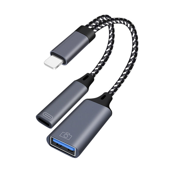 SOSOFLY New OTG adapter cable in for iphone to one point two USB3.0 interface PD fast charge multi-function adapter cable reader U disk with audio cable