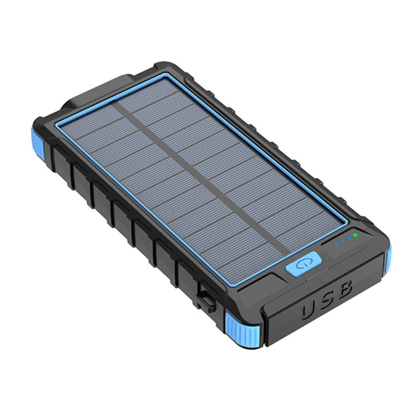 SOSOFLY Outdoor portable charger, waterproof solar power bank 10000mA, compass, LED flashlight, universal mobile phone power bank